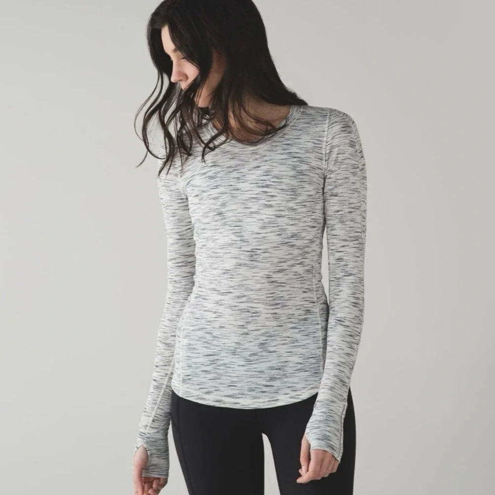 Lululemon 5 Mile Long Sleeve, Tiger Space Dye Black White